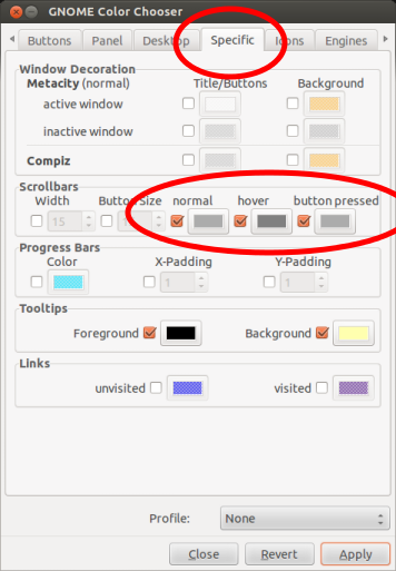 scroll bar color settings